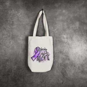 Women's Purple Ribbon Domestic Violence Heavy Canvas Custom Tote Bag